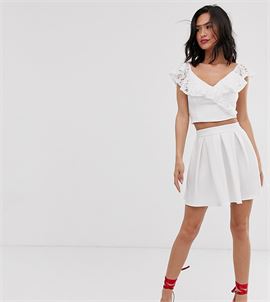 scuba prom mini skirt in white