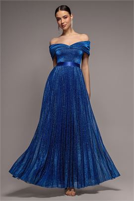 Bardot Pleated Skirt Maxi Dress