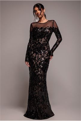 Floral Sequin Mesh Maxi