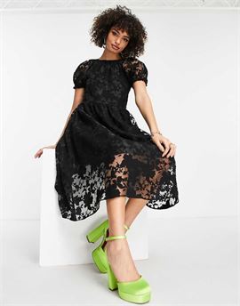 premium textured midi dress in black