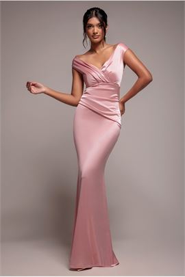Satin Off The Shoulder Maxi Dress