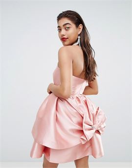 double layer mini prom dress with bow