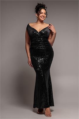 Sequin & Velvet Bardot Maxi Dress