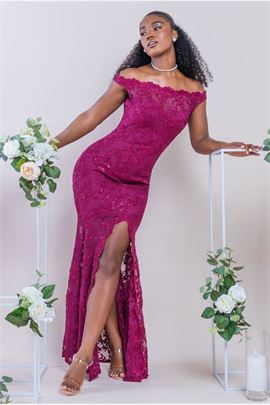 Lace Scallop Edge Mermaid Maxi Dress