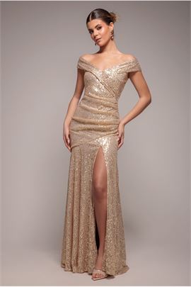 Bardot Sequin Pleated Maxi Dress