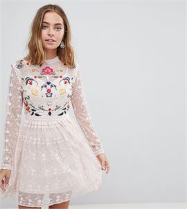 Premium Embroidered Lace Prom Skater Dress