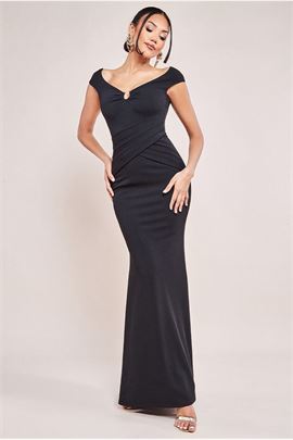 Bardot Pleated Maxi With Metal Trim Maxi Dress