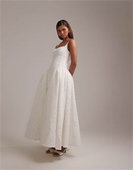 lace prom bridal midi dress in ivory