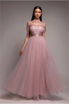 Embroidered Mesh Maxi Dress