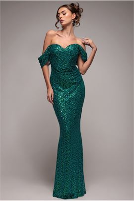 Off The Shoulder Sequin Wing Maxi