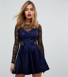 Contrast Lace Mini Prom Skater Dress