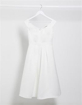 bridal midi prom dress in off white