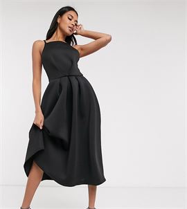 exclusive backless prom midi dress in black