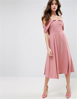 ASOS Bardot Fold Over Midi Prom Dress