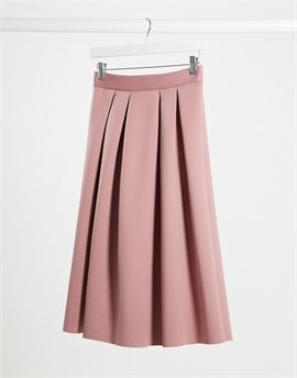 scuba midi prom skirt in pink