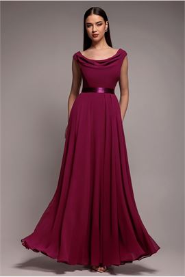 Cowl Neck Chiffon Maxi Dress