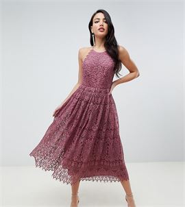 ASOS DESIGN Tall lace pinny scallop edge prom midi dress