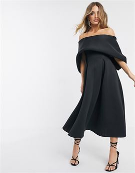 fold top minimal prom midi dress