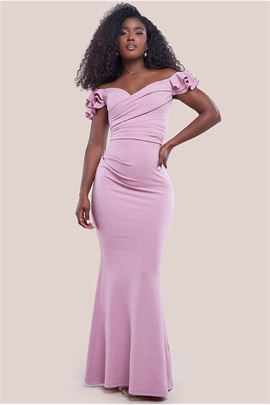Frilled Off The Shoulder Scuba Maxi Dress