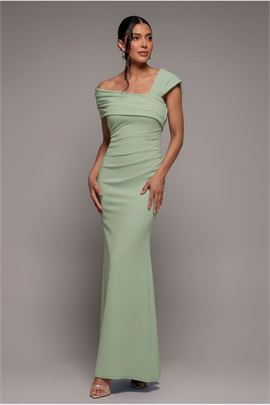 One Shoulder Scuba Crepe Evening Maxi Dress