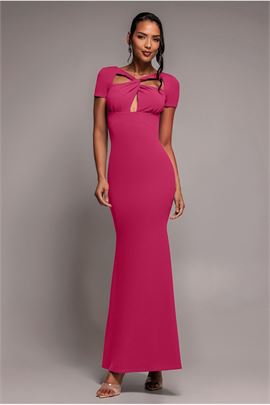 Scuba Crepe Twist Cutout Maxi Dress
