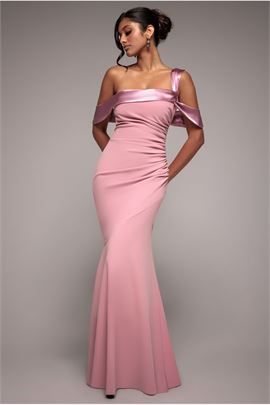 One Shoulder Satin Band Maxi Dress