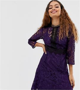 contrast lace prom skater dress in purple