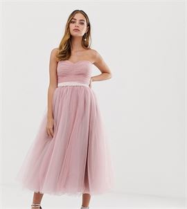 bandeau full prom midaxi dress in pink