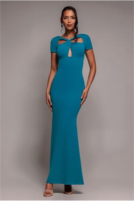 Scuba Crepe Twist Cutout Maxi Dress