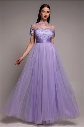 Embroidered Mesh Maxi Dress