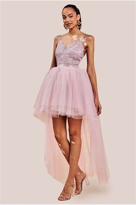 High Low Tulle Mini With Lace Bodice