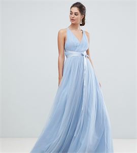 ASOS PREMIUM Tall Tulle Maxi Prom Dress With Ribbon Ties