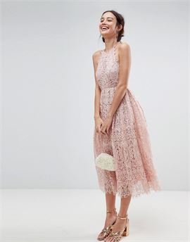 ASOS Lace Pinny Scallop Edge Midi Prom Dress