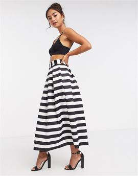 striped scuba midi prom skirt