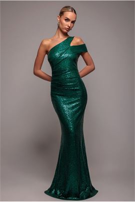 One Shoulder Sequin Evening Maxi