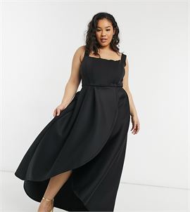 exclusive prom midi high low with corset detail in black