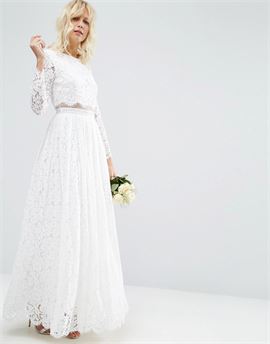 ASOS BRIDAL Lace Long Sleeve Maxi Prom Dress