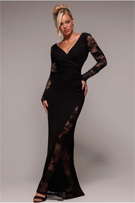 Scuba & Lace Wrap Maxi Dress