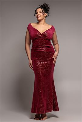 Sequin & Velvet Bardot Maxi Dress