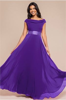 Cowl Neck Chiffon Maxi Dress