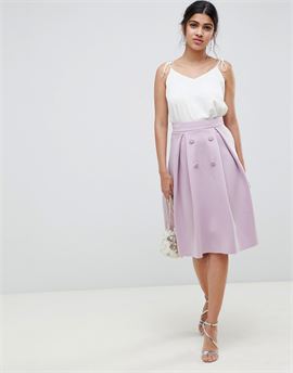 double breasted midi prom skirt