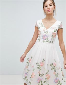 Premium Lace Prom Dress in Multi Embroidery