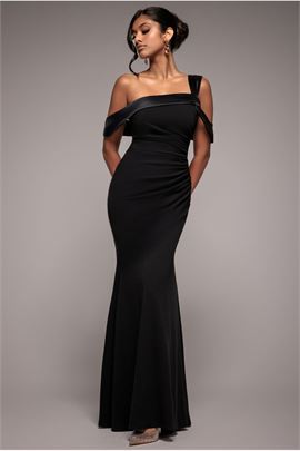 One Shoulder Satin Band Maxi Dress