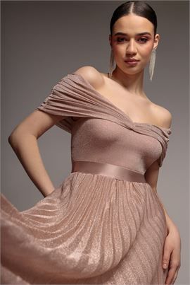 Bardot Pleated Skirt Maxi Dress