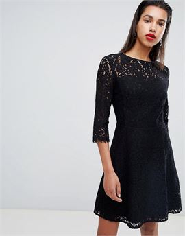 all over lace skater prom dress in black