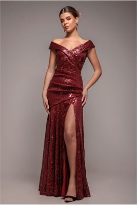 Bardot Sequin Pleated Maxi Dress