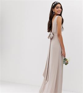 bridesmaid exclusive sateen bow back maxi in mink