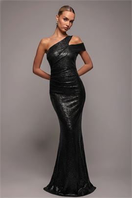One Shoulder Sequin Evening Maxi