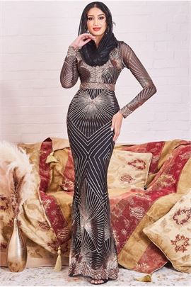 Modesty Starburst Sequin Maxi Dress
