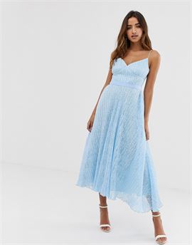 cami prom midi lace dress in pale blue
